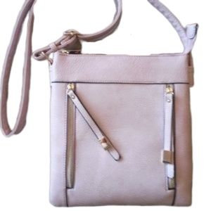 Pink Cross Body Bag with Zippers